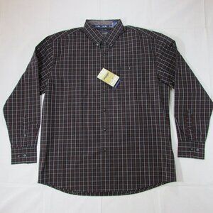 Wrangler Men's XXL George Strait Long Sleeve Plaid Button Shirt - Black/Red